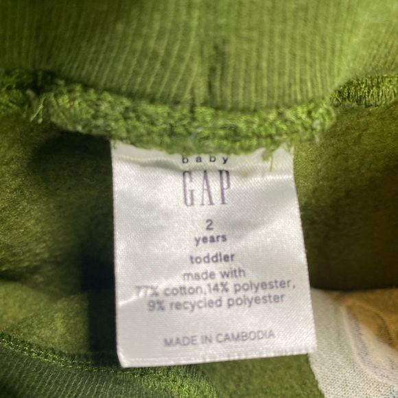 Toddler GAP Drawstring Sweatpants 2 years Olive Logo Fleece Pant - Picture 3 of 4